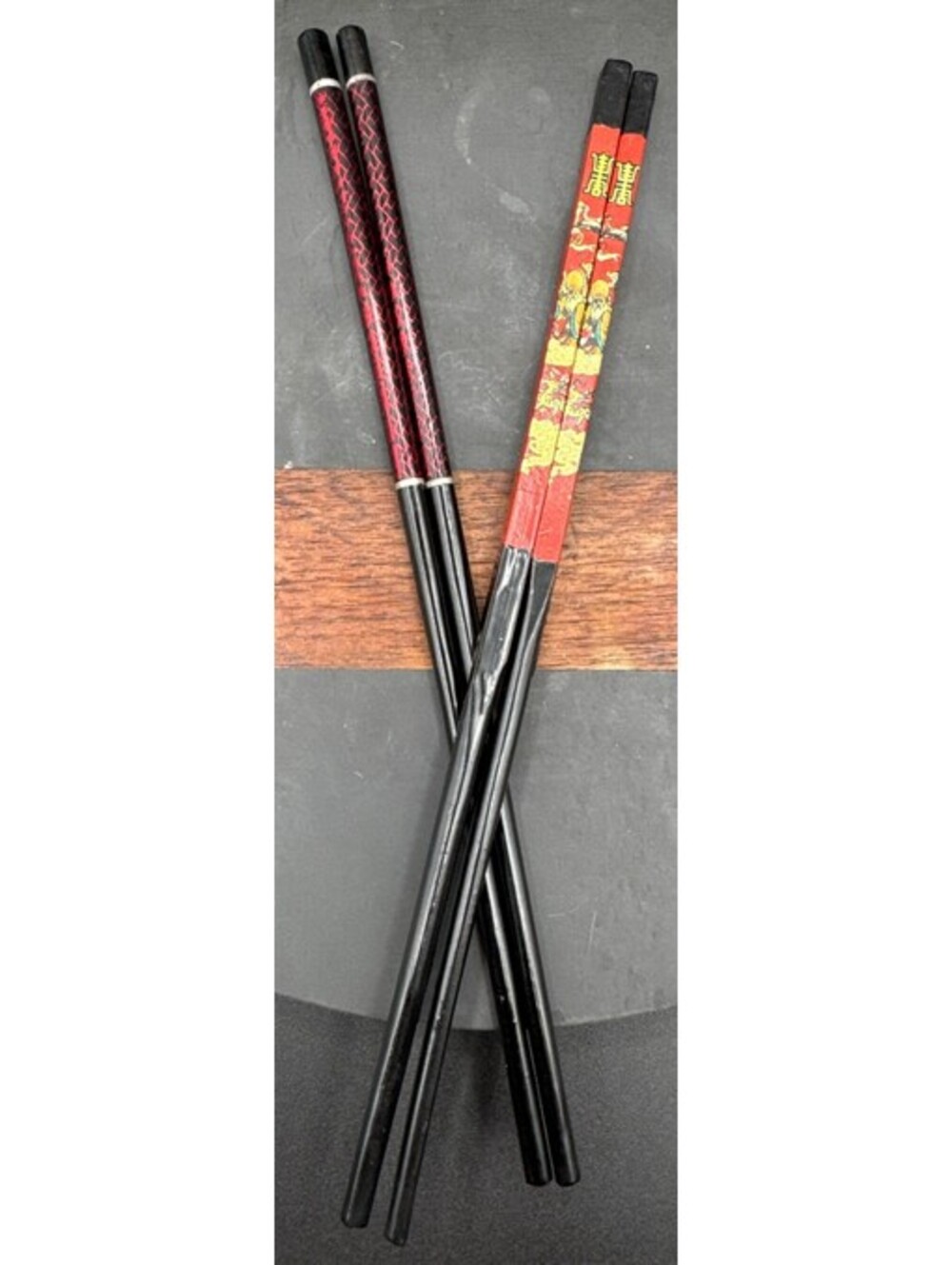 Wooden Lacquered Chopsticks Vintage - 2 Pairs